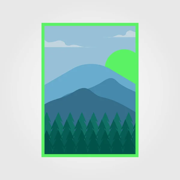 Acuarela Paisaje Paisaje Montaña Aire Libre Cartel Ilustración Vector Diseño — Vector de stock