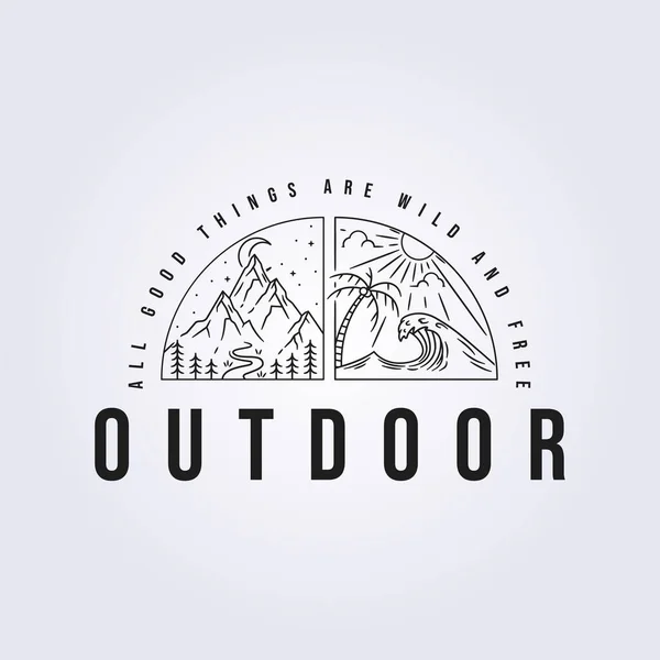 Simplicity Outdoor Adventure Line Logo Vector Illustration Design — Stockvektor