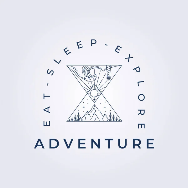 Outdoor Nature Adventure Line Logo Vector Illustration Design — Stockvektor