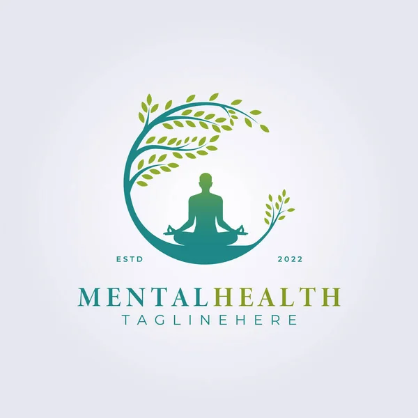 Meditation Mental Health Nature Logo Vector Illustration Design — Stockvektor
