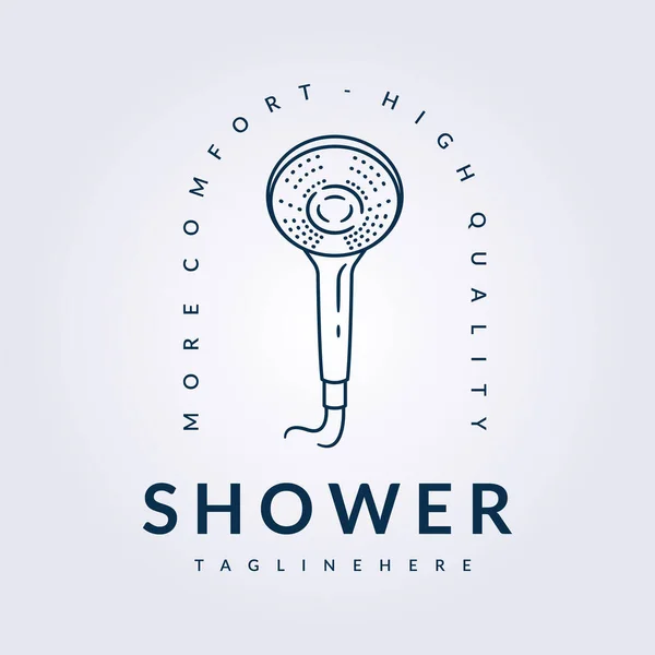 シャワーバスルームミニマルラインロゴベクトルイラストデザイン — ストックベクタ