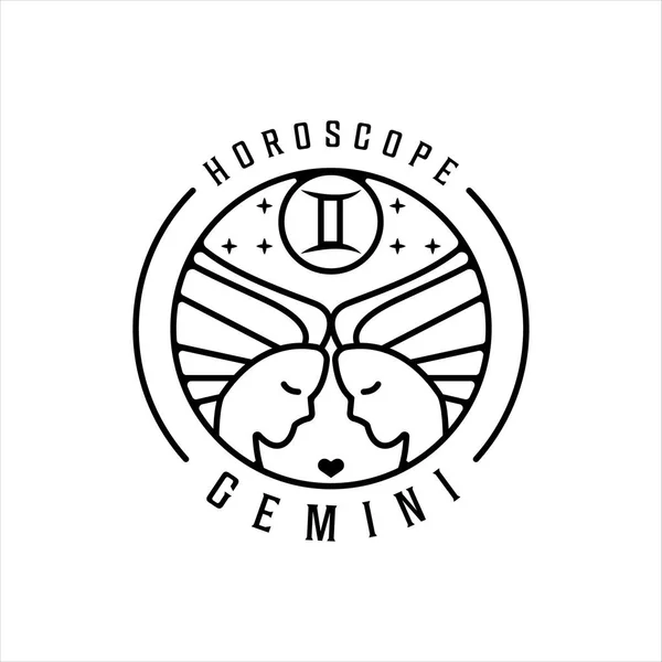 Gemini Logo Çizgisi Sanat Ikizleri Basit Minimalist Vektör Illüstrasyon Ikon — Stok Vektör