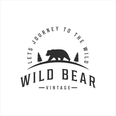 vahşi ayı logosu vintage vektör illüstrasyon şablon ikon tasarımı