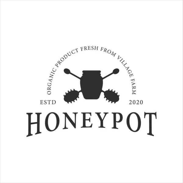 Honigtopf Logo Vektor Logo Illustration Vorlage Icon Design Honigbienen Typografie — Stockvektor