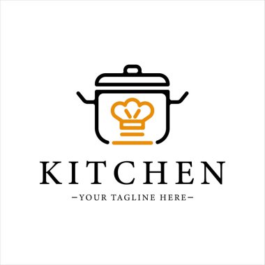 Mutfak tavası logo çizgisi sanat vektörü illüstrasyon şablonu simge grafik tasarımı