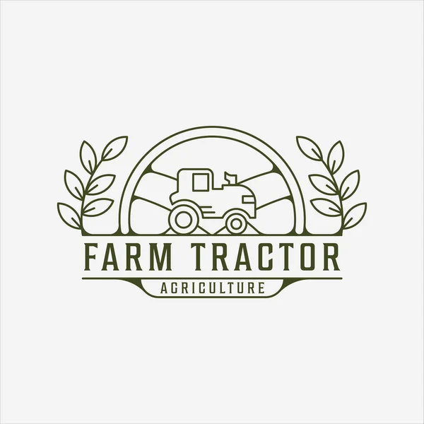 Çiftlik traktörü logosu sanat klasik vektör illüstrasyon şablonu ikon grafik tasarımı. Rozet retro 'lu tarım manzarası