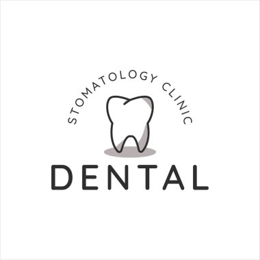 Diş kliniği diş logosu çizgisi sanat vintage vektör illüstrasyon şablonu ikon grafik tasarımı