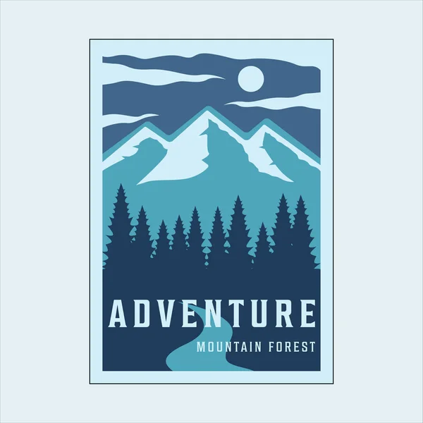 Mountain and Pines klasik minimalist poster tasarımı. macera afişi