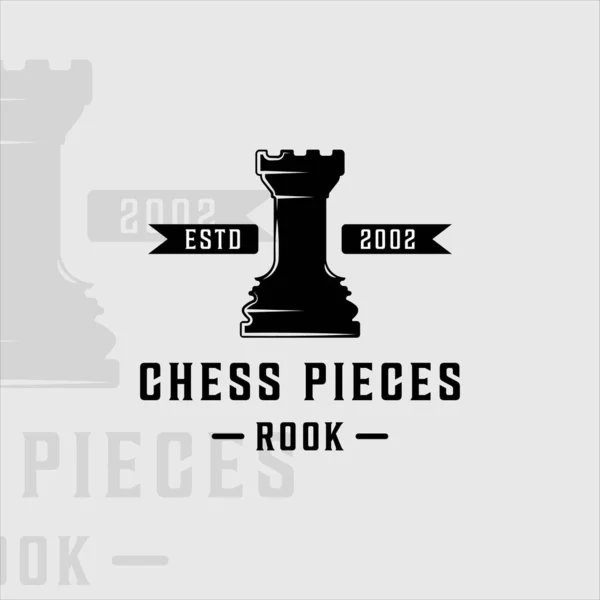 Chess Rook Piece Logo Vintage Vector Illustration Template Icon Graphic — Stockvektor