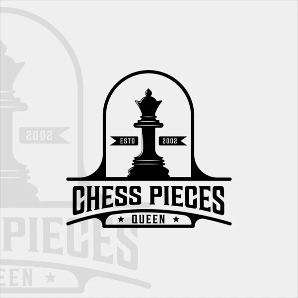 Chess Queen Piece Logo Vintage Vector Illustration Template Icon Graphic — стоковый вектор