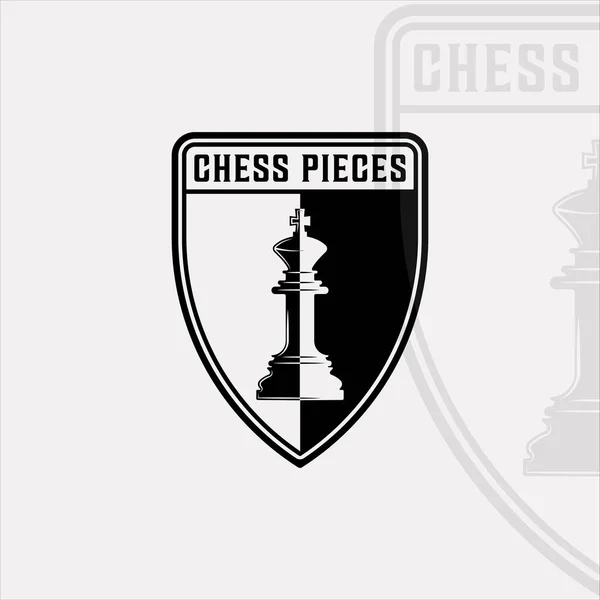 Chess King Piece Logo Vintage Vector Illustration Template Icon Graphic — Stockvektor