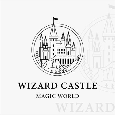 hogwarts castle line art logo vector illustration template icon graphic design. print apparel t-shirt harry potter clipart