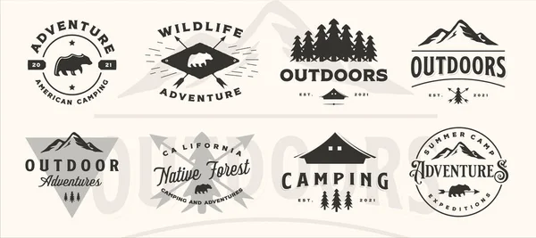 set of vector adventure mountain outdoor vintage logo symbol illustration design,  bundle collection of various  wildlife icon