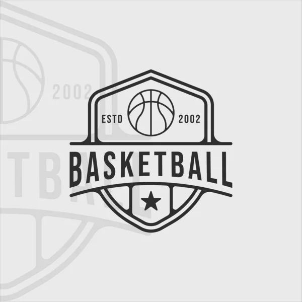 Баскетбольный Логотип Линии Искусства Простой Векторной Иллюстрации Шаблон Иконки Графический — стоковый вектор