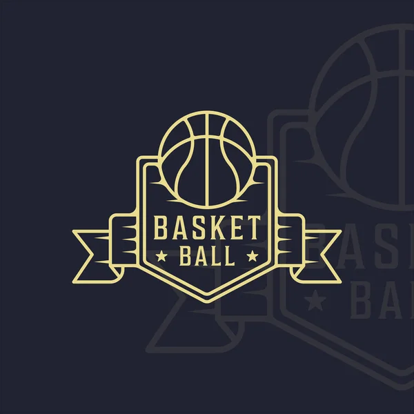 Баскетбольный Логотип Линии Искусства Простой Векторной Иллюстрации Шаблон Иконки Графический — стоковый вектор