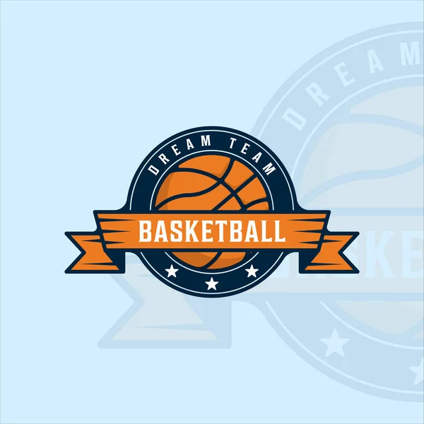 Баскетбольный Логотип Современного Винтажного Векторного Иллюстрационного Шаблона Иконка Графического Дизайна — стоковый вектор