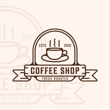 kupa ya da kupa kafe logosu sanat eseri vintage vektör illüstrasyon ikon grafik tasarımı. içki veya içecek işareti veya iş için retro rozet tipografisi sembolü