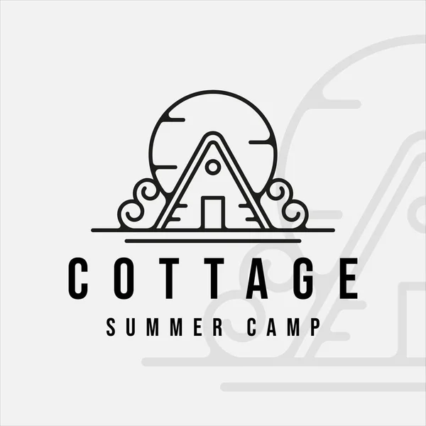 kulübe ya da kabin logosu çizgisi sanat vintage vektör illüstrasyon ikon grafik tasarımı. yaz kampı işareti ya da macera seyahati sembolü