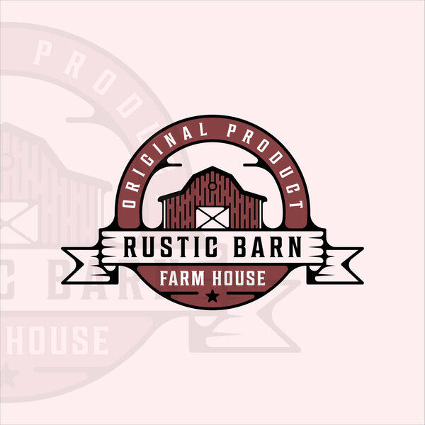 rustic barn logo vintage with outline vector illustration template icon graphic design. farm house livestock sign or symbol for professional farmer with retro badge and typography style