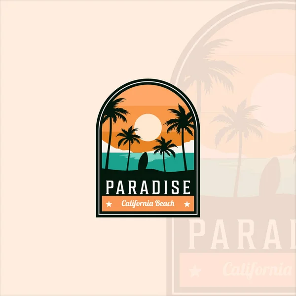 Logo Emblème Plage Paradis Design Graphique Modèle Illustration Vectorielle Vintage — Image vectorielle
