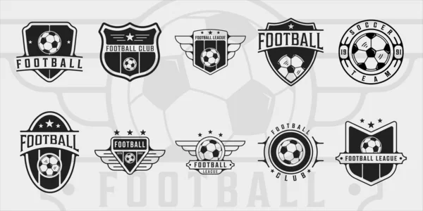 Set Calcio Calcio Logo Vettoriale Vintage Logo Illustrazione Modello Icona — Vettoriale Stock