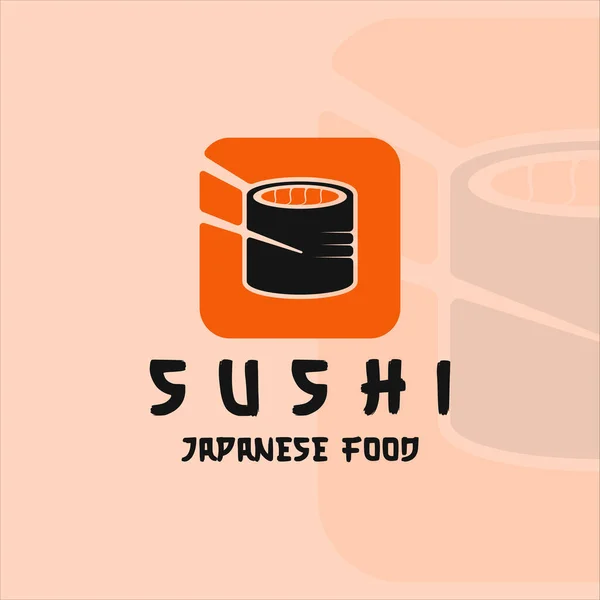 Sushi Avec Baguette Logo Vectoriel Illustration Modèle Icône Conception Graphique — Image vectorielle