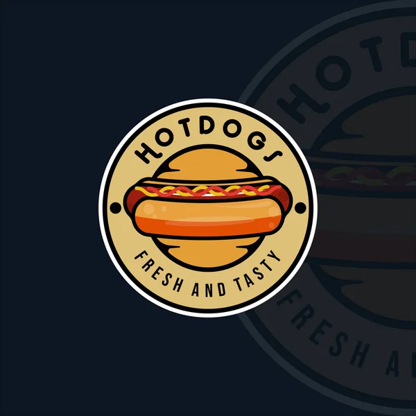 Hotdog Logosu Modern Vintage Vektör Illüstrasyon Şablonu Ikon Grafik Tasarımı — Stok Vektör