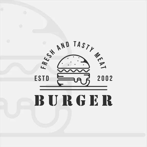 Hamburger ya da hamburger logosu sanat eseri vintage vektör çizim şablonu ikon grafik tasarımı. Fast food işareti ya da menü restoranı sembolü ya da tipografi içeren promosyon öğeleri