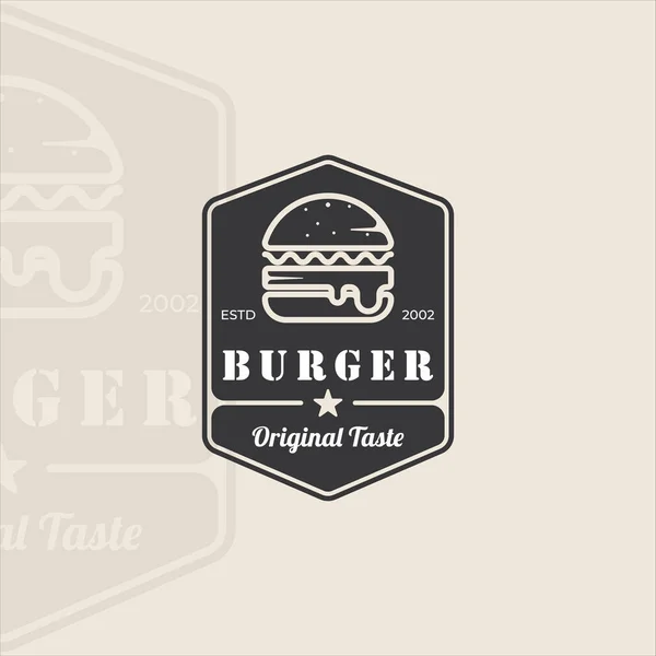 Burger Hamburger Logo Vintage Vectoriel Illustration Modèle Icône Conception Graphique — Image vectorielle