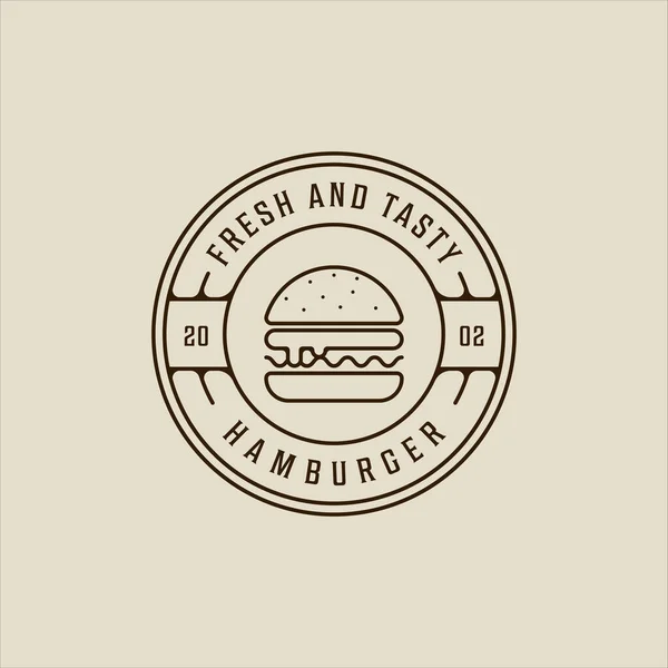 Hamburger ya da hamburger logosu sanatı basit minimalist vektör illüstrasyon ikon grafik tasarımı. Fast food işareti veya rozetli restoran konsepti veya menü sembolü
