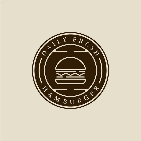 Burger Hamburger Logo Vintage Vectoriel Illustration Modèle Icône Conception Graphique — Image vectorielle