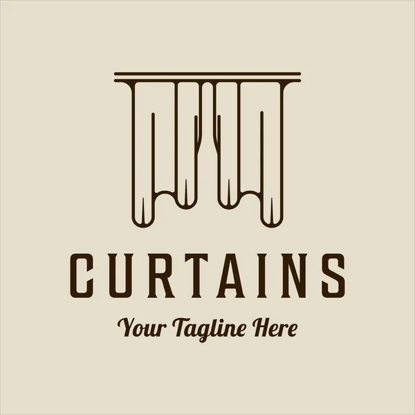 Curtains Logo Line Art Vector Minimalist Simple Illustration Template Icon — Stock Vector