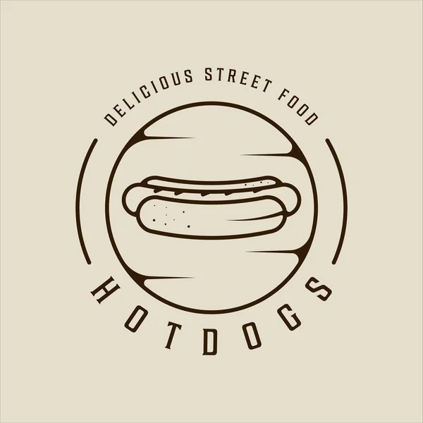 Hotdog Nebo Hotdogs Logo Vektorové Čáry Umění Jednoduché Minimalistické Ilustrační — Stockový vektor