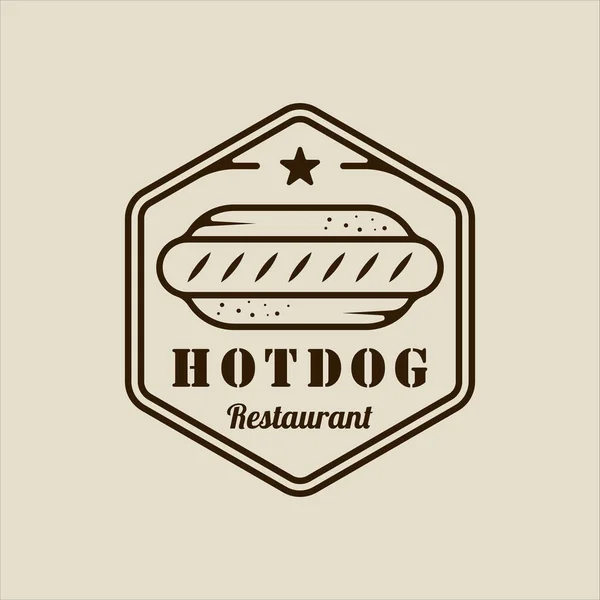 Hot Dog Lub Hot Dogi Logo Wektor Linii Sztuki Proste — Wektor stockowy