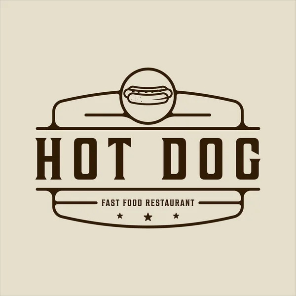 Hot Dog Lub Hot Dogi Logo Wektor Linii Sztuki Proste — Wektor stockowy