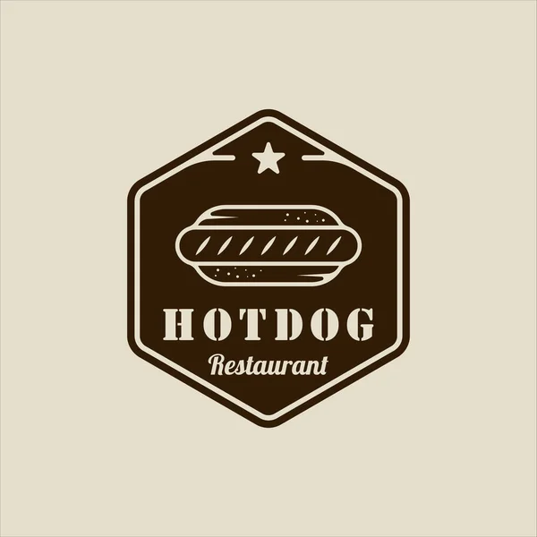 Hotdog Hotdogs Logo Vectoriel Ligne Vintage Illustration Modèle Icône Conception — Image vectorielle