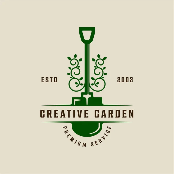 Kürek bahçesi logo vektör vintage illüstrasyon şablonu simge grafik tasarımı