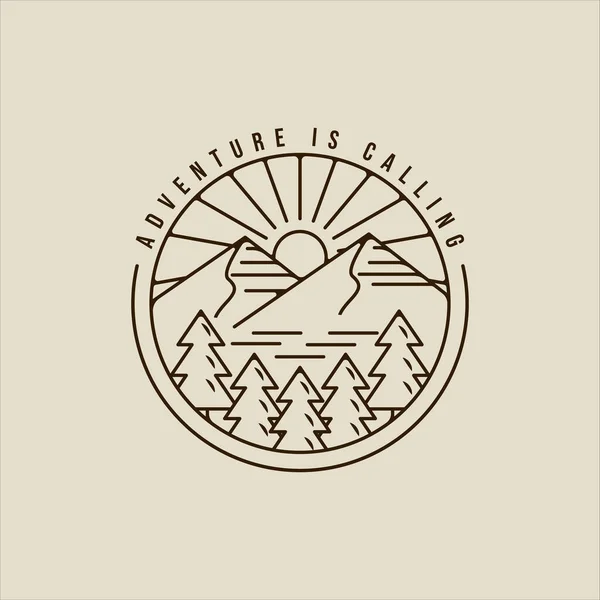 Mountain Pines Logo Line Art Simple Minimalist Vector Illustration Template — Image vectorielle