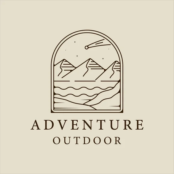 Mountain Lake Logo Line Art Simple Minimalist Vector Illustration Template — Wektor stockowy