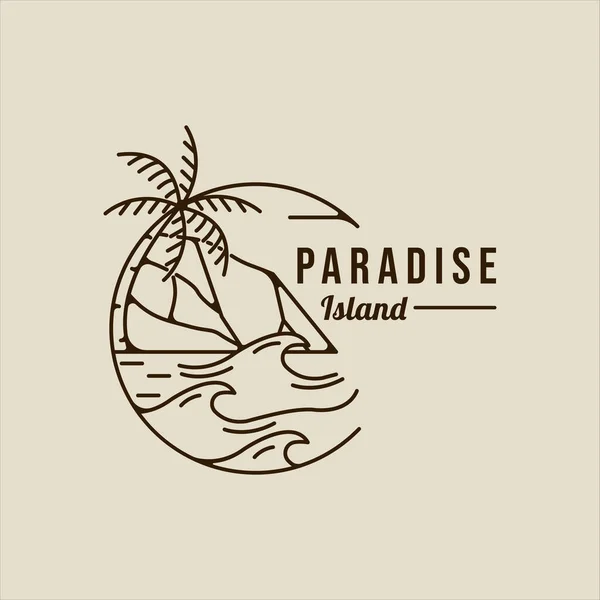 Palmiye ağacı logo hattı sanat basit vektör minimalist illüstrasyon ikon grafik tasarımı. ada ya da sahil tabelası ya da seyahat ya da macera simgesi rozet ve tipografi ile açık hava işi