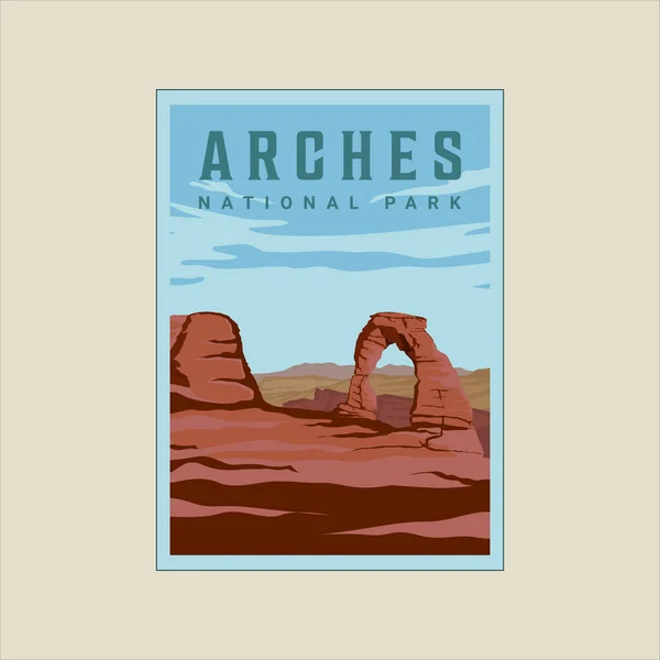 Arches National Park Vintage poster şablonu grafik tasarımı. İş seyahatleri için açık hava macerası