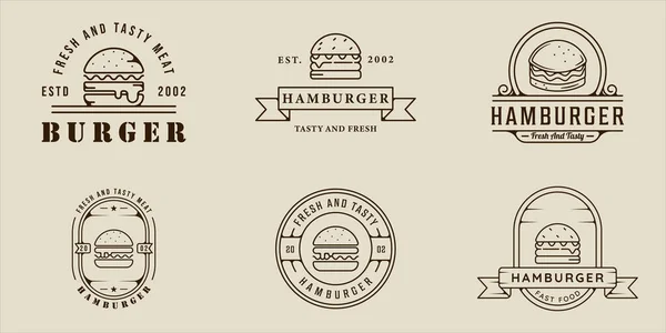 Hamburger Hamburger Logosu Çizim Çizgisi Çizim Şablonu Ikon Grafik Tasarımı — Stok Vektör
