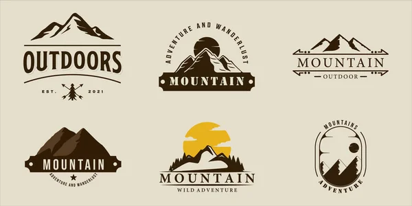 Conjunto Montaña Vintage Vector Ilustración Plantilla Icono Diseño Gráfico Colección — Vector de stock