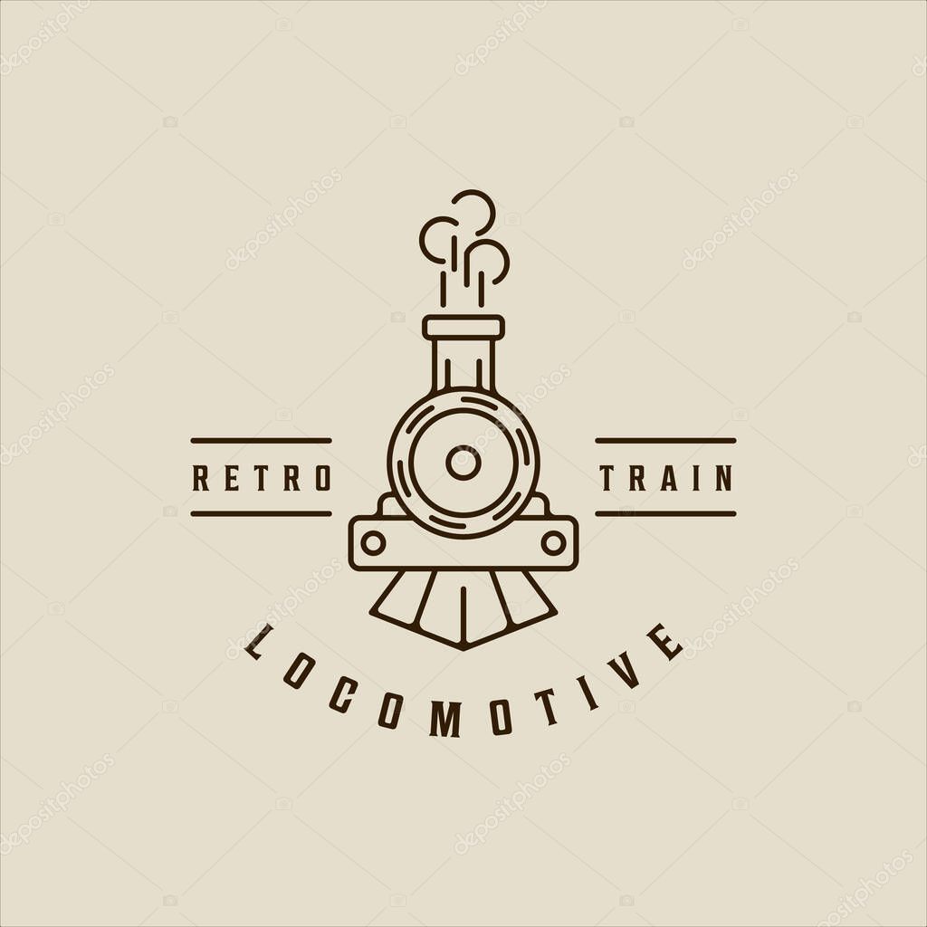 Locomotive line art logo vector simple minimalist illustration template icon graphic design. retro or vintage train sign or symbol for transportation concept