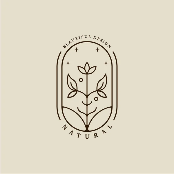 Yaprak ekolojisi logo çizgisi sanat vektörü basit minimalist illüstrasyon şablon ikon grafik tasarımı. Rozet ve tipografi ile bahçe ya da çevre kavramının doğa ya da doğal işareti ve sembolü