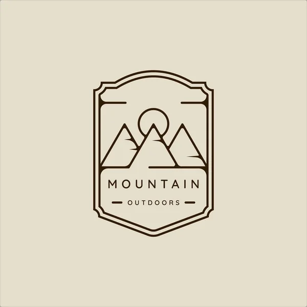 Mountain Line Art Simple Emblem Logo Vector Illustration Template Icon — Wektor stockowy