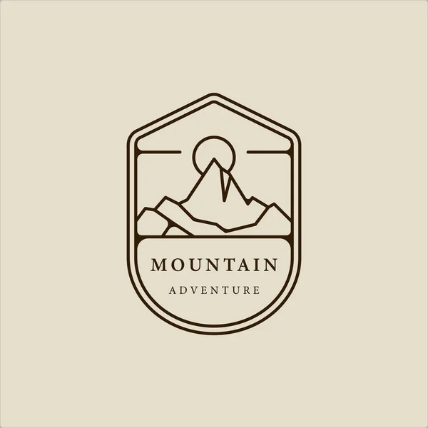 Mountain Line Art Simple Emblem Logo Vector Illustration Template Icon — Stockvektor