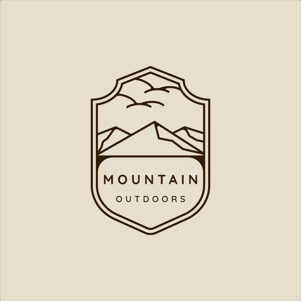Mountain Line Art Simple Emblem Logo Vector Illustration Template Icon — Wektor stockowy