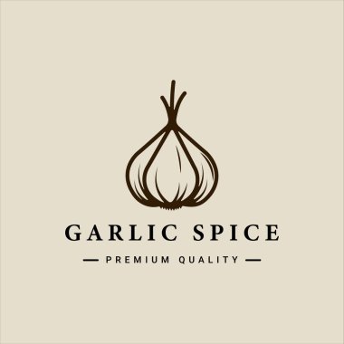 garlic onion logo vector line vintage illustration template icon graphic design. spice and ingredient sign and symbol for farm or seasoning shop with outline retro style