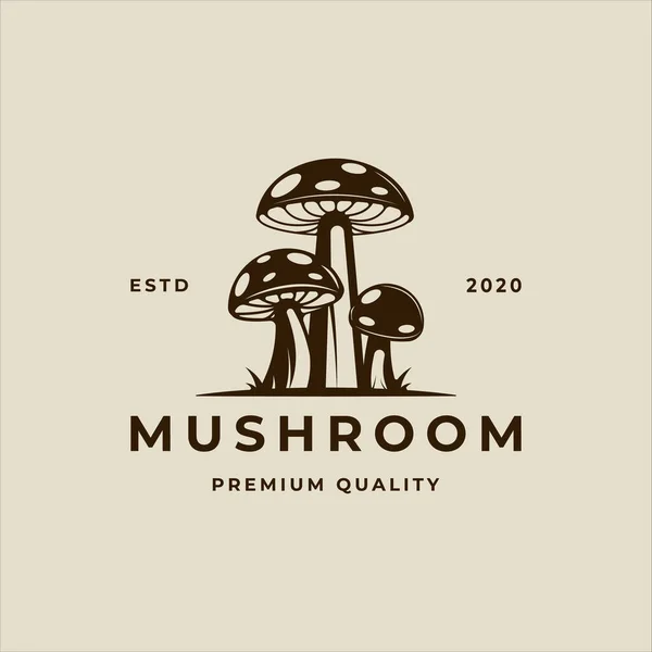 Mushroom Logo Vector Vintage Illustration Template Icon Graphic Design Organic — Stock Vector